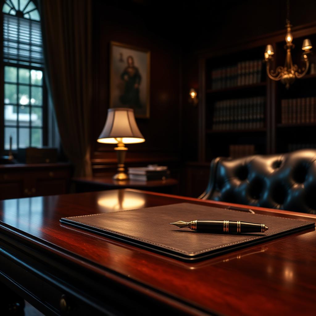 Escrivaninha em escritório de advocacia